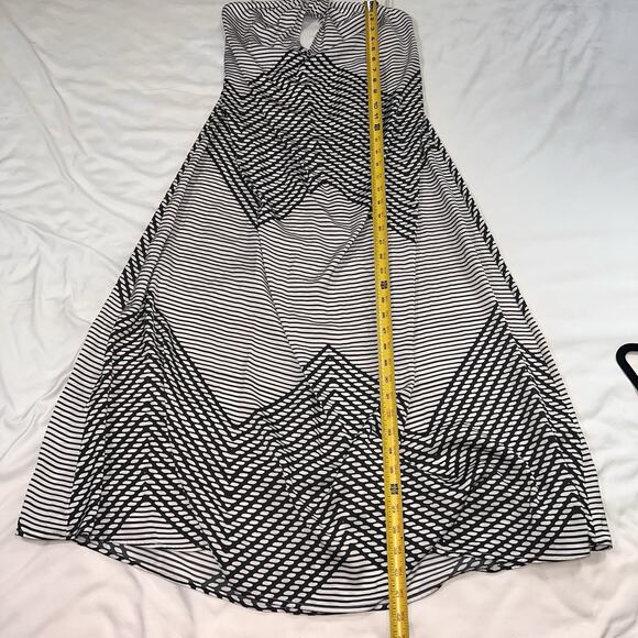 Banana Republic Midi Dress Size L Black White Geometric Halter Neck Tie Resort - Picture 5 of 11